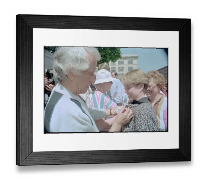 Framed Print : Pat Paulson Placing Pins on People Framed Print : Pat Paulson Placing Pins on People