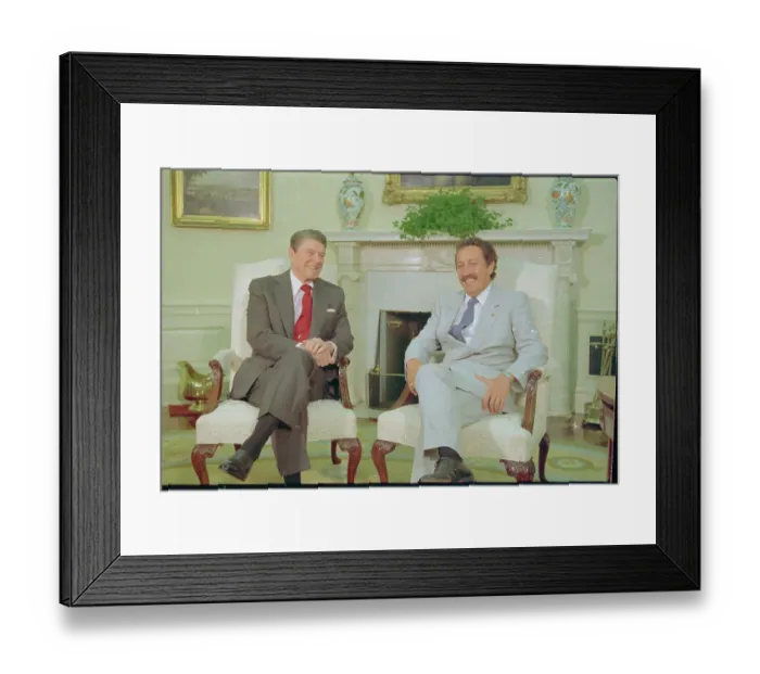 Framed Print : Ronald Reagan and Vinicio Cerezo Chatting Framed Print : Ronald Reagan and Vinicio Cerezo Chatting