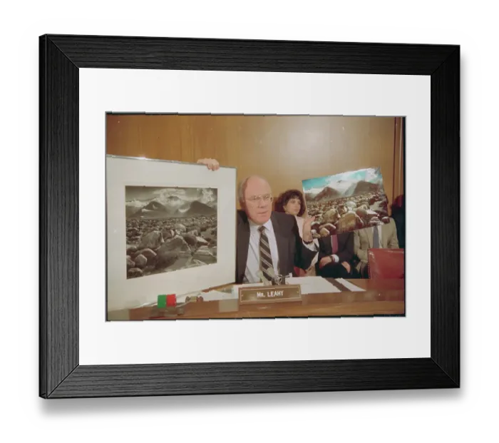 Framed Print : Patrick Leahy Displaying Ansel Adams Photograph Framed Print : Patrick Leahy Displaying Ansel Adams Photograph