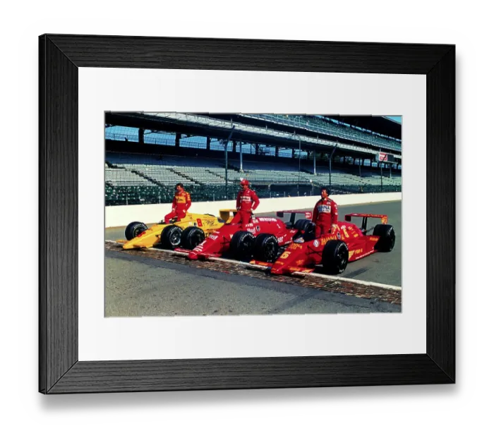 Framed Print : Racing Professionals Posing in Cars Framed Print : Racing Professionals Posing in Cars
