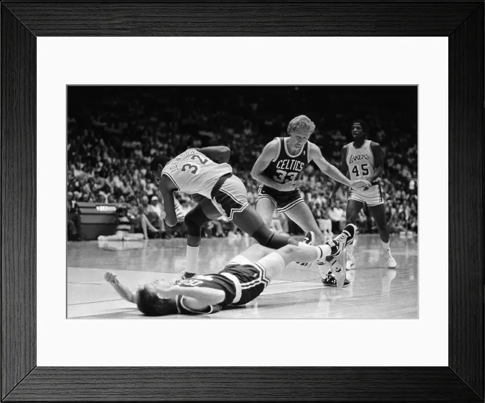 Framed Print : James Worthy and Greg Kite in Rough Play Framed Print : James Worthy and Greg Kite in Rough Play