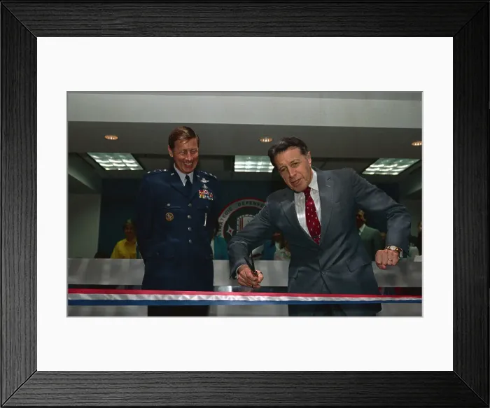 Framed Print : Caspar Weinberger Gesturing Before Dedicating at Space Program Ceremony Framed Print : Caspar Weinberger Gesturing Before Dedicating at Space Program Ceremony
