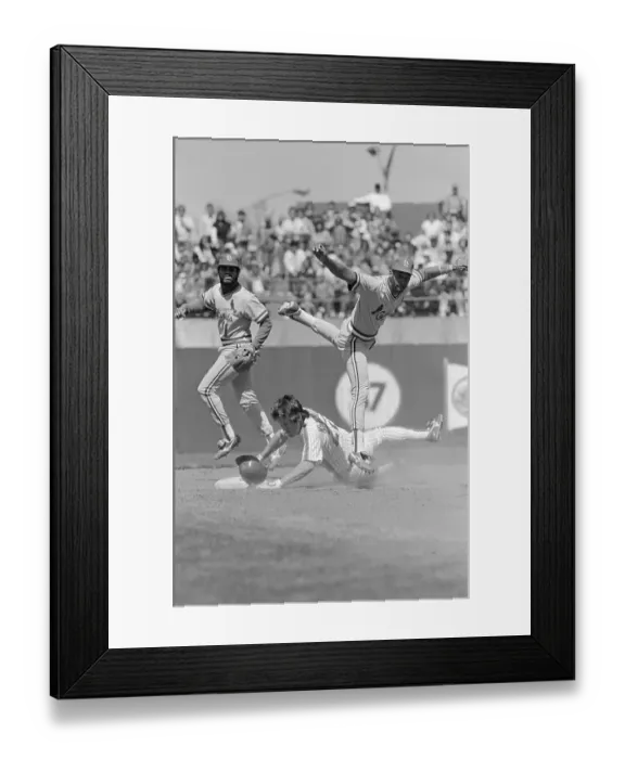 Framed Print : Ozzie Smith Leaping Over Runner Framed Print : Ozzie Smith Leaping Over Runner