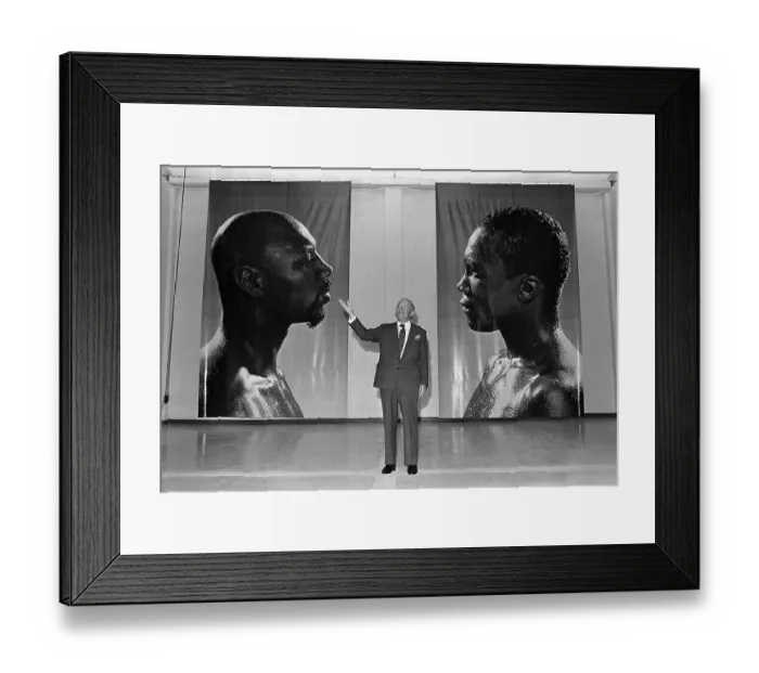 Framed Print : John Kluge Standing Before Portraits