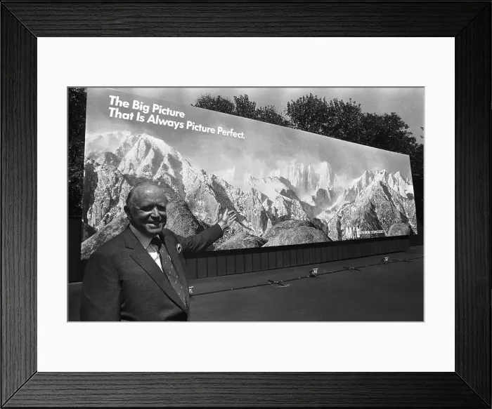 Framed Print : John Kluge Gesturing to Mural Framed Print : John Kluge Gesturing to Mural