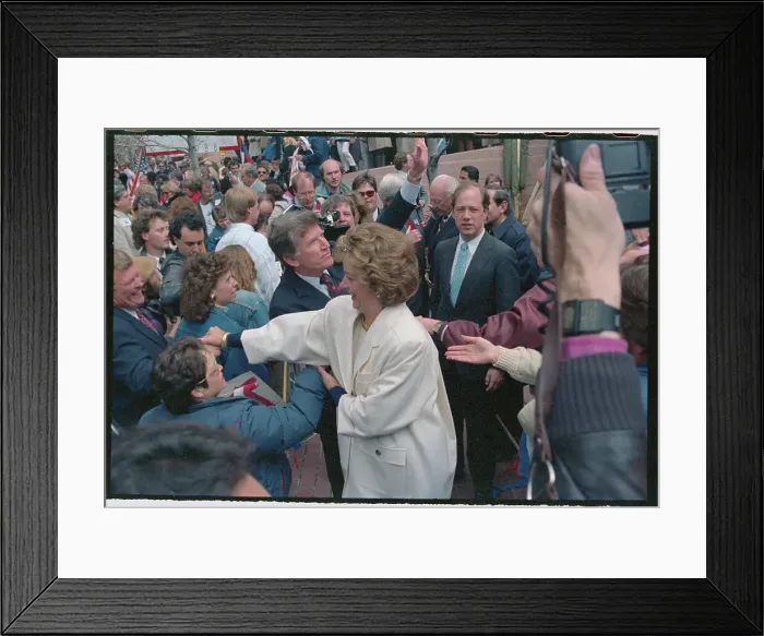 Framed Print : Gary Hart and Wife Greeting Supporters