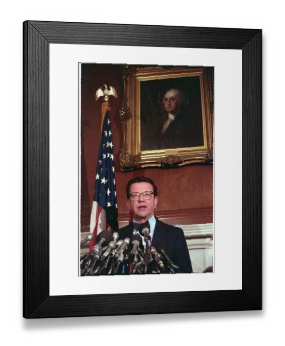 Framed Print : Senator Paul Simon Speaking at Microphones Framed Print : Senator Paul Simon Speaking at Microphones