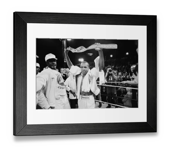 Framed Print : Sugar Ray Leonard Holding Championship Belt Framed Print : Sugar Ray Leonard Holding Championship Belt