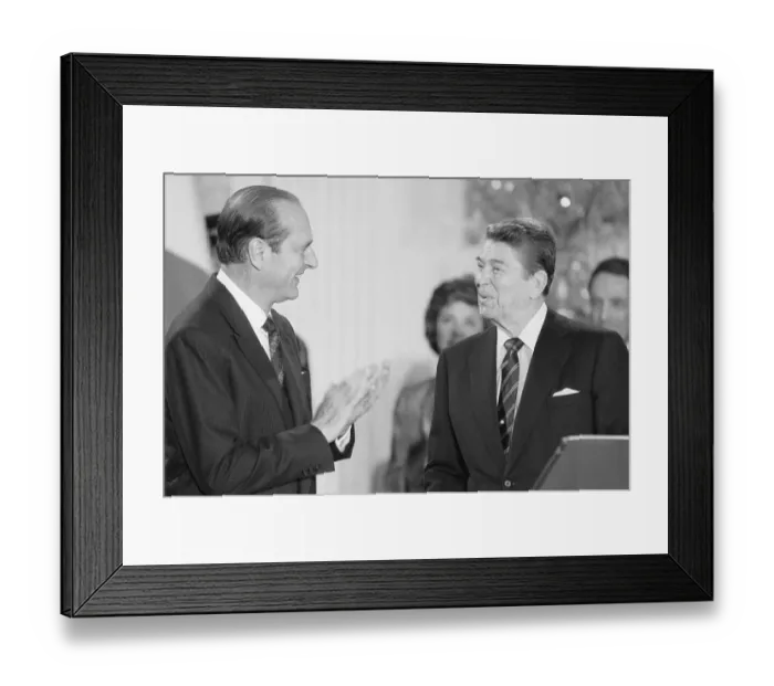 Framed Print : Jacques Chirac and Ronald Reagan
