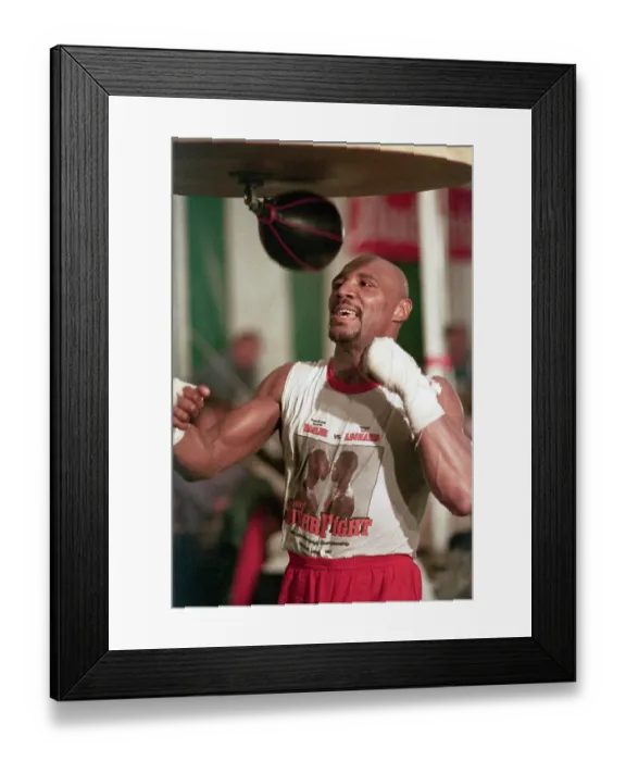 Framed Print : Marvin Hagler Pounding Speedbag Framed Print : Marvin Hagler Pounding Speedbag