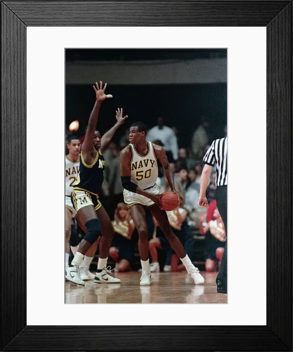 Framed Print : NCAA Basketball Player David Robinson in Action on the Court Framed Print : NCAA Basketball Player David Robinson in Action on the Court