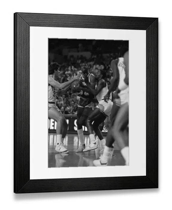 Framed Print : Magic Johnson Defending Hard Framed Print : Magic Johnson Defending Hard