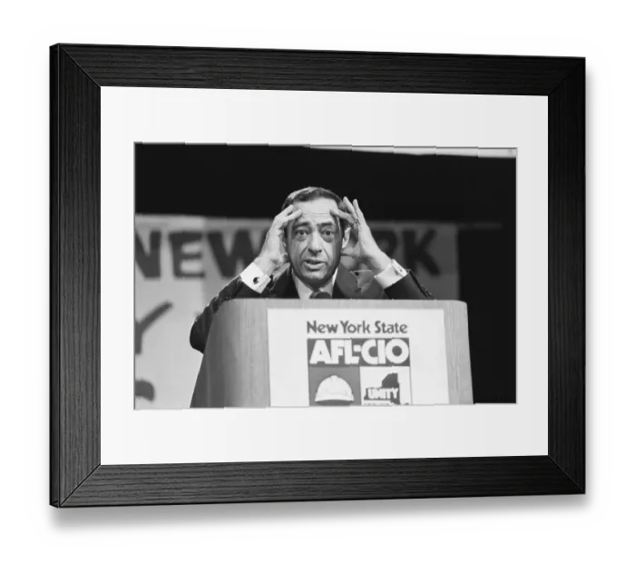 Framed Print : Mario Cuomo with Quizzical Expression Framed Print : Mario Cuomo with Quizzical Expression
