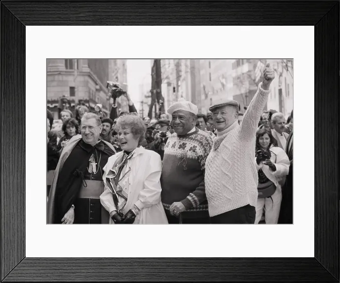 Framed Print : Ed Koch, Benjamin Ward, Maureen O'Hara and Cardinal O'Connor in St. Patrick's Day Parade Framed Print : Ed Koch, Benjamin Ward, Maureen O'Hara and Cardinal O'Connor in St. Patrick's Day Parade