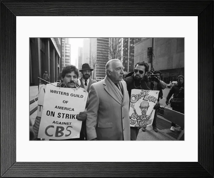 Framed Print : Walter Cronkite with Striking Writers Framed Print : Walter Cronkite with Striking Writers