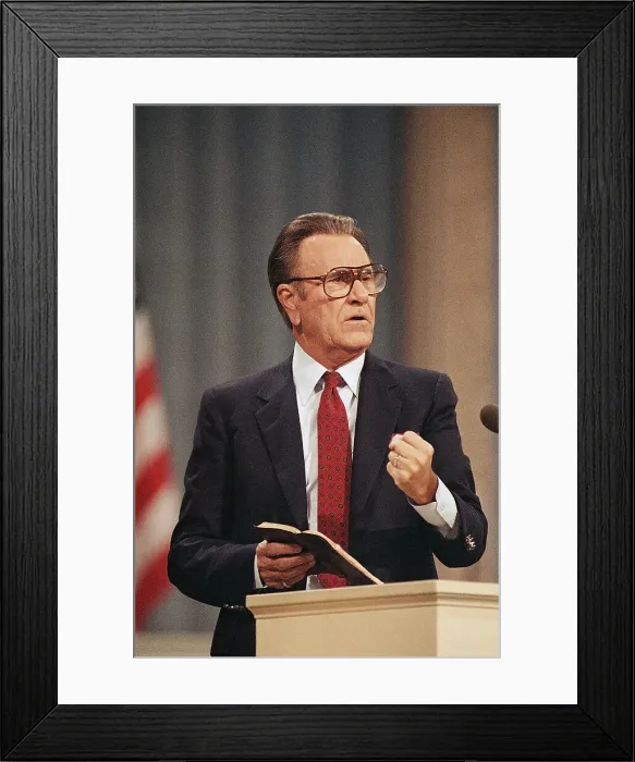 Framed Print : Oral Roberts Addressing Crowd