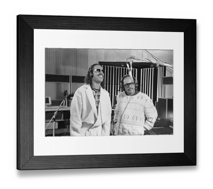 Framed Print : Stevie Wonder and Quincy Jones in Recording Studio Framed Print : Stevie Wonder and Quincy Jones in Recording Studio