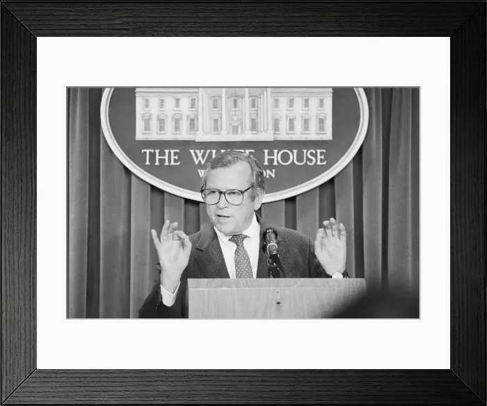 Framed Print : Howard Baker Gesturing to Reporters