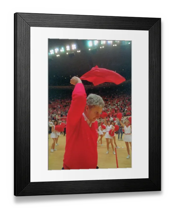Framed Print : Bob Knight Celebrating Basketball Game Victory