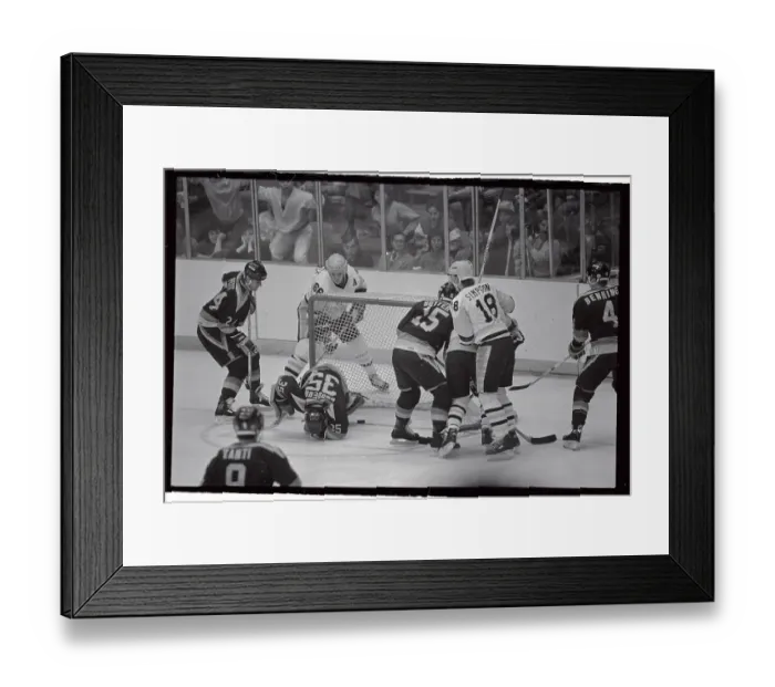 Framed Print : Hockey Play at The Net