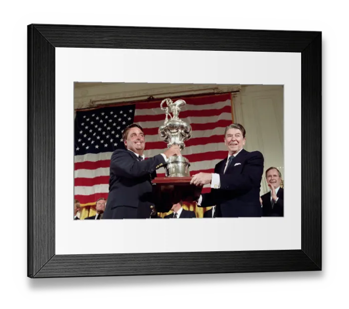 Framed Print : Ronald Reagan and Dennis Conner Holding Trophy Framed Print : Ronald Reagan and Dennis Conner Holding Trophy