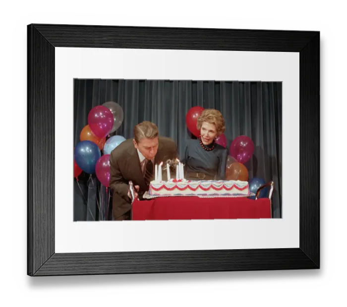 Framed Print : Reagan Blowing out Candles Framed Print : Reagan Blowing out Candles