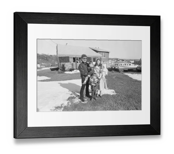 Framed Print : Family Outside Radon Contaminated Home Framed Print : Family Outside Radon Contaminated Home