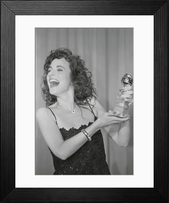 Framed Print : Marlee Matlin Holding Golden Globe Award Framed Print : Marlee Matlin Holding Golden Globe Award