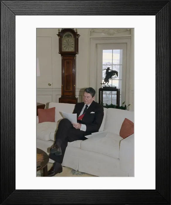Framed Print : Ronald Reagan Reading Framed Print : Ronald Reagan Reading