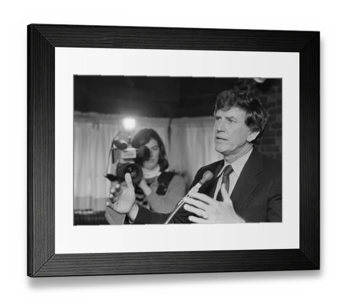 Framed Print : Gary Hart at Press Conference on Iran-Contra Affair Framed Print : Gary Hart at Press Conference on Iran-Contra Affair