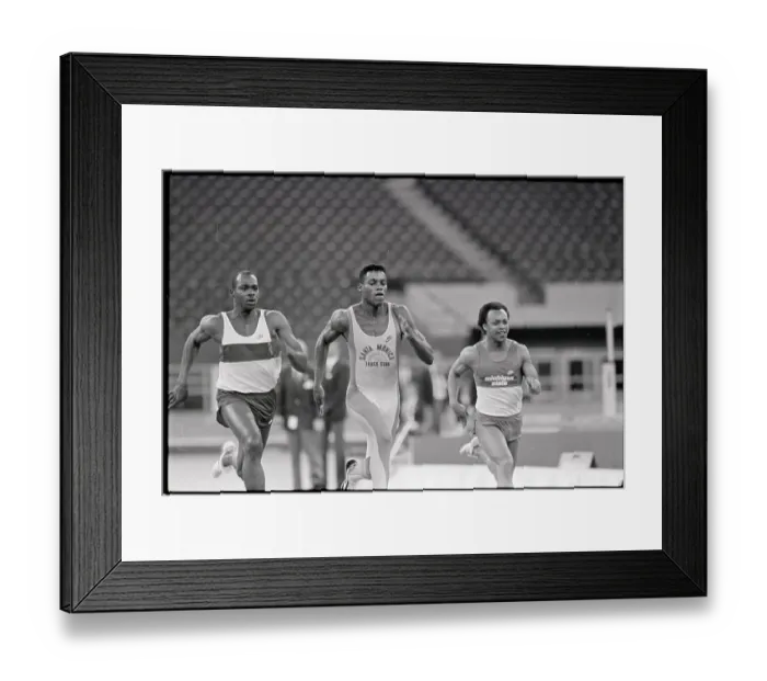Framed Print : Carl Lewis & Competitors Running Framed Print : Carl Lewis & Competitors Running