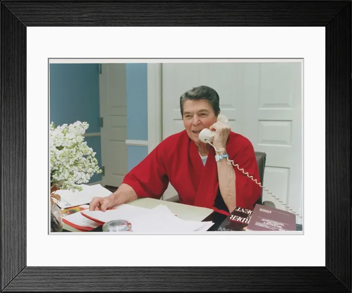 Framed Print : Ronald Reagan Talking on Telephone Framed Print : Ronald Reagan Talking on Telephone