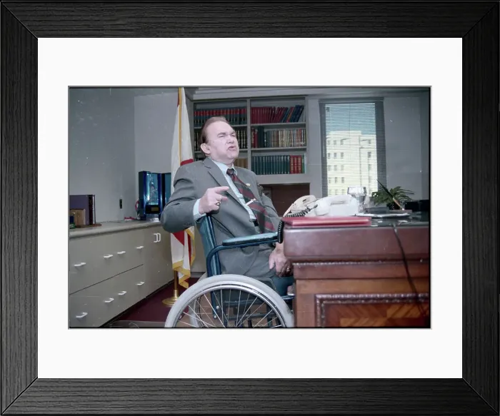 Framed Print : Governor George Wallace Gesturing in His Wheelchair Framed Print : Governor George Wallace Gesturing in His Wheelchair