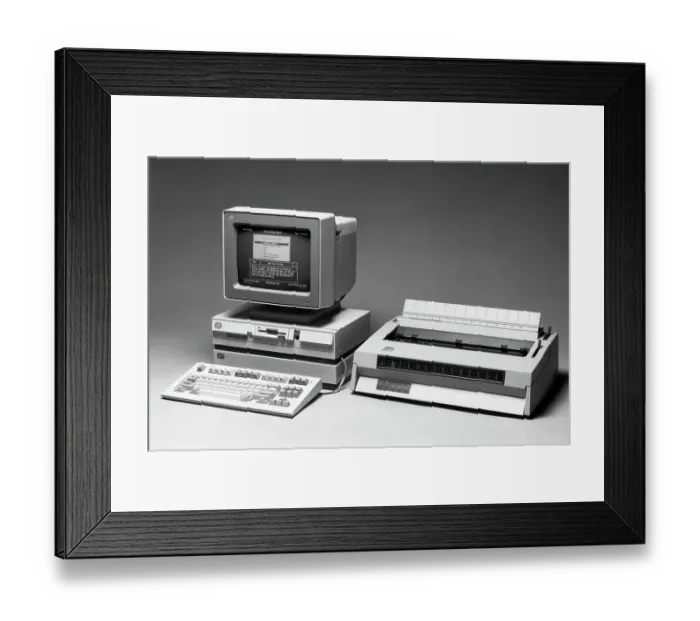 Framed Print : IBM Personal Computer and Printer Framed Print : IBM Personal Computer and Printer
