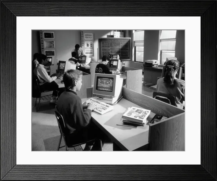 Framed Print : Students On Ibm Computers In Classroom Framed Print : Students On Ibm Computers In Classroom