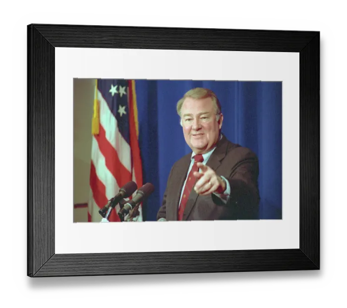 Framed Print : Edwin Meese Talking to Reporters