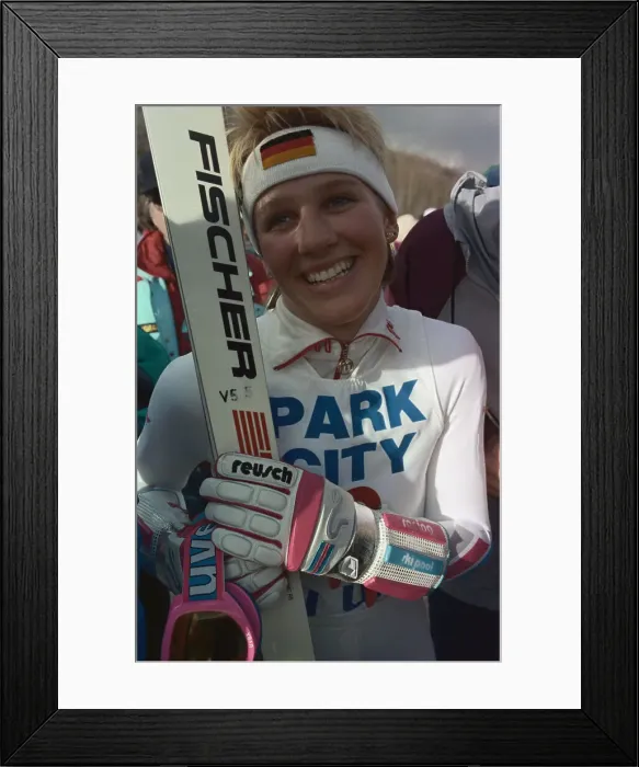 Framed Print : Skier Micahela Gerg after Winning Feat Framed Print : Skier Micahela Gerg after Winning Feat