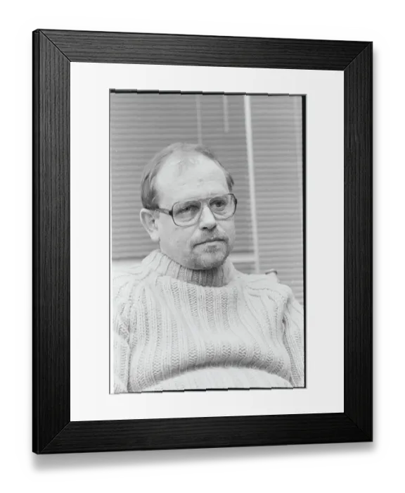 Framed Print : Businessman Richard Brenneke Speaking to Press on Iran Contra Dealings Framed Print : Businessman Richard Brenneke Speaking to Press on Iran Contra Dealings