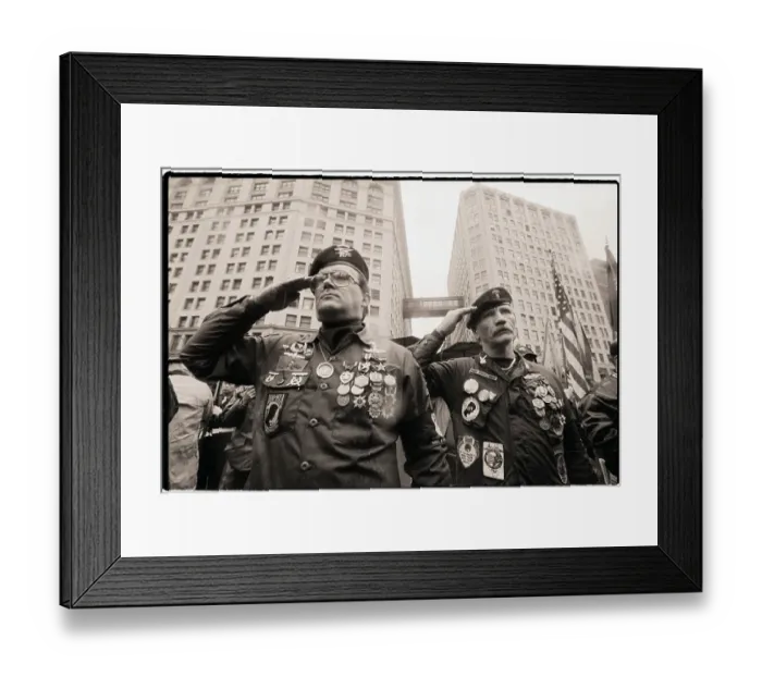 Framed Print : Two Medal-Bedecked Veterans Salute Flag Framed Print : Two Medal-Bedecked Veterans Salute Flag
