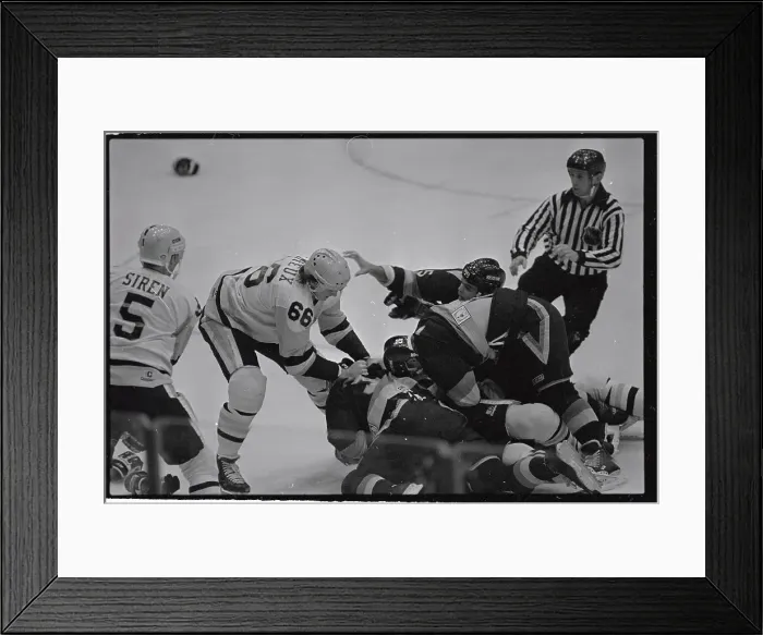 Framed Print : Defensive Action Between Hockey Players Framed Print : Defensive Action Between Hockey Players
