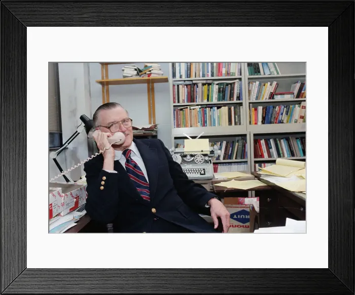 Framed Print : Economist James McGill Buchanan Talking on Phone Framed Print : Economist James McGill Buchanan Talking on Phone