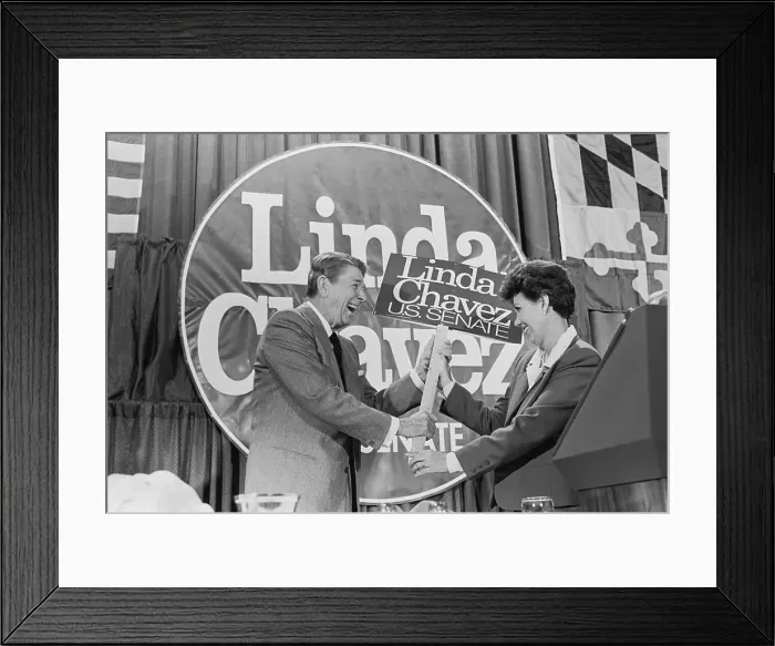 Framed Print : President Reagan Accepting Placard Framed Print : President Reagan Accepting Placard
