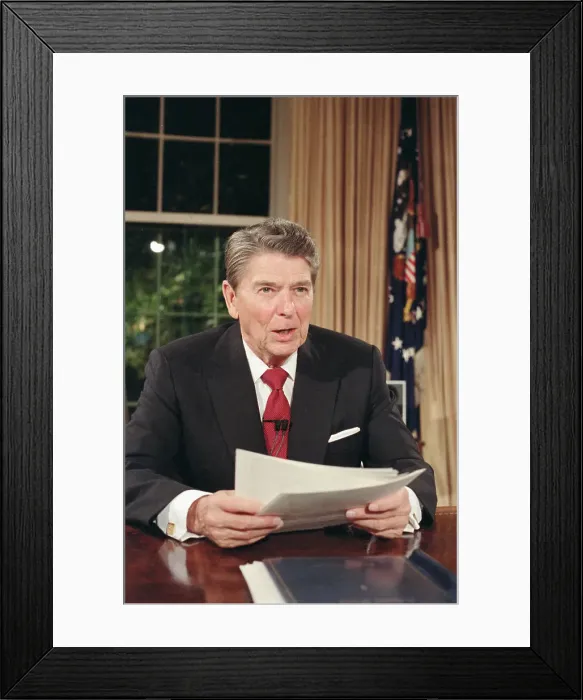 Framed Print : President Reagan Addressing the Nation Framed Print : President Reagan Addressing the Nation