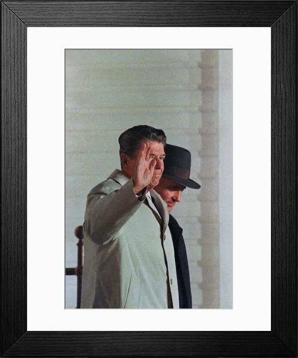 Framed Print : Ronald Reagan Waving to Crowd Framed Print : Ronald Reagan Waving to Crowd