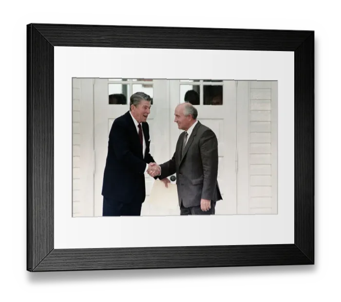 Framed Print : Gorbachev and Reagan Shake Hands
