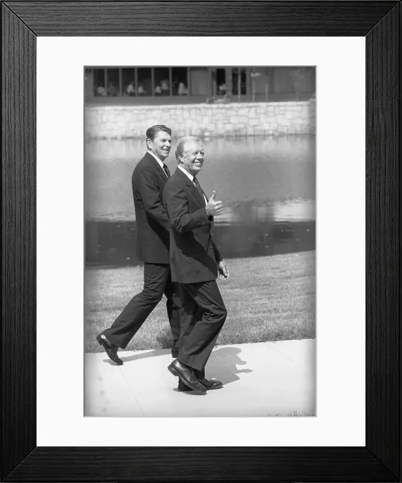 Framed Print : President Ronald Reagan and Jimmy Carter Strolling Framed Print : President Ronald Reagan and Jimmy Carter Strolling