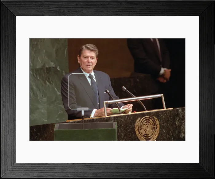 Framed Print : Ronald Reagan Addressing Assembly