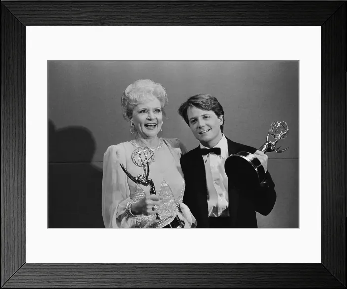 Framed Print : Betty White and Michael J. Fox Holding Emmy Awards Framed Print : Betty White and Michael J. Fox Holding Emmy Awards