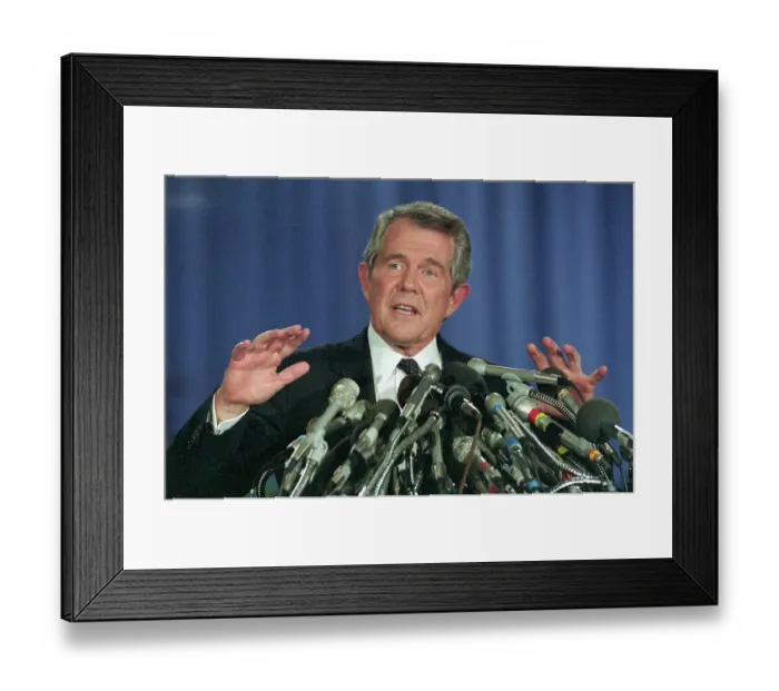 Framed Print : Pat Robertson Speaking to Reporters Framed Print : Pat Robertson Speaking to Reporters