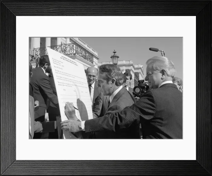Framed Print : Bob Dole Signing Petition Framed Print : Bob Dole Signing Petition